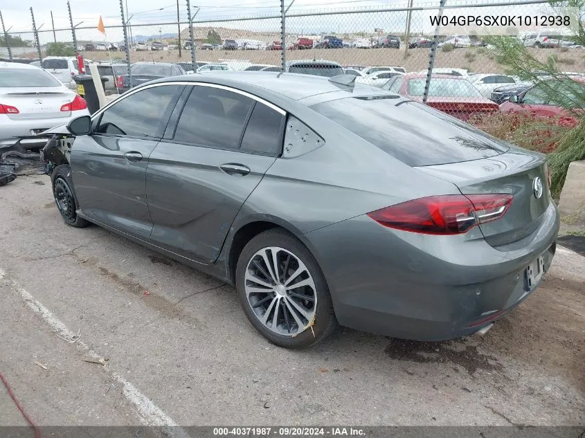 2019 Buick Regal Sportback Fwd Essence VIN: W04GP6SX0K1012938 Lot: 40371987