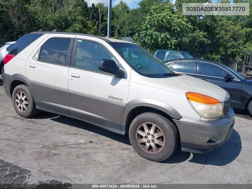 2003 Buick Rendezvous Cxl VIN: 3G5DA03EX3S517770 Lot: 40072424