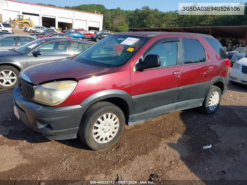 2004 Buick Rendezvous Cx VIN: 3G5DA03E94S526106 Lot: 40533713