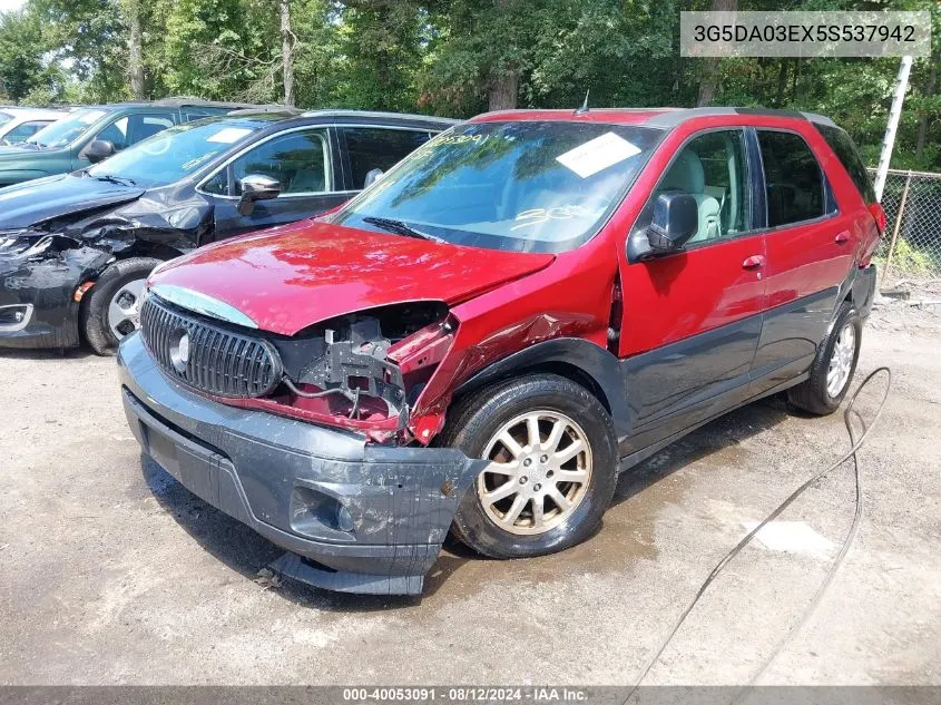 2005 Buick Rendezvous Cx VIN: 3G5DA03EX5S537942 Lot: 40053091