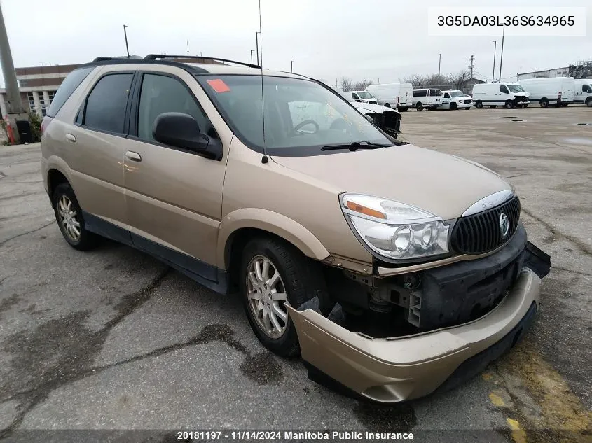 2006 Buick Rendezvous Cx VIN: 3G5DA03L36S634965 Lot: 20181197