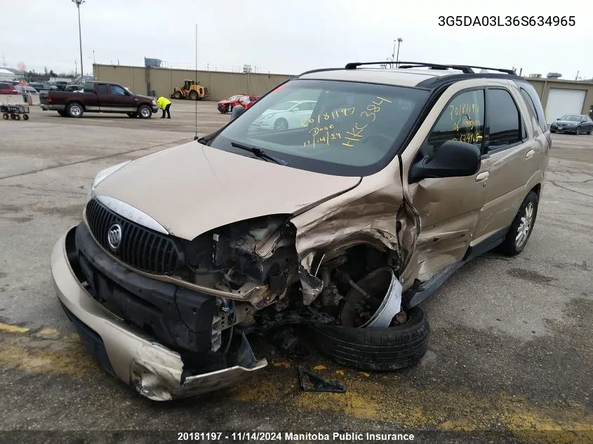 2006 Buick Rendezvous Cx VIN: 3G5DA03L36S634965 Lot: 20181197