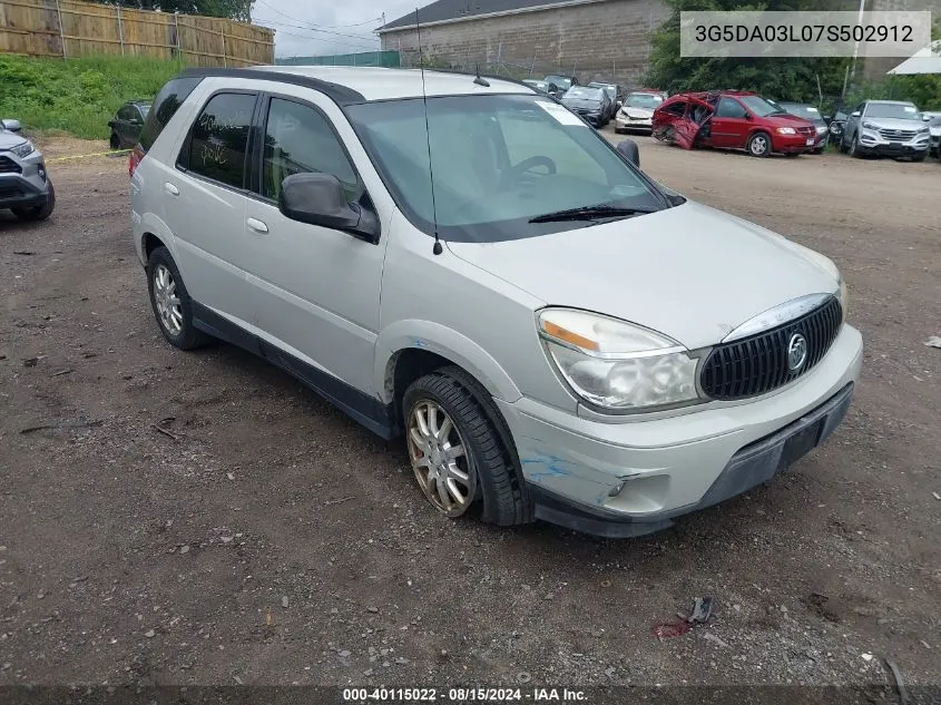 2007 Buick Rendezvous Cx VIN: 3G5DA03L07S502912 Lot: 40115022