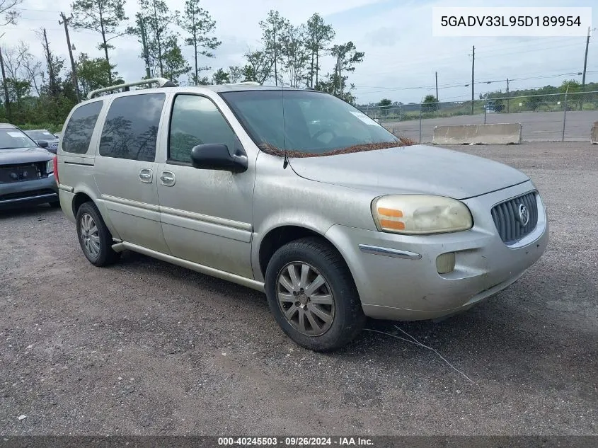 2005 Buick Terraza Cxl VIN: 5GADV33L95D189954 Lot: 40245503