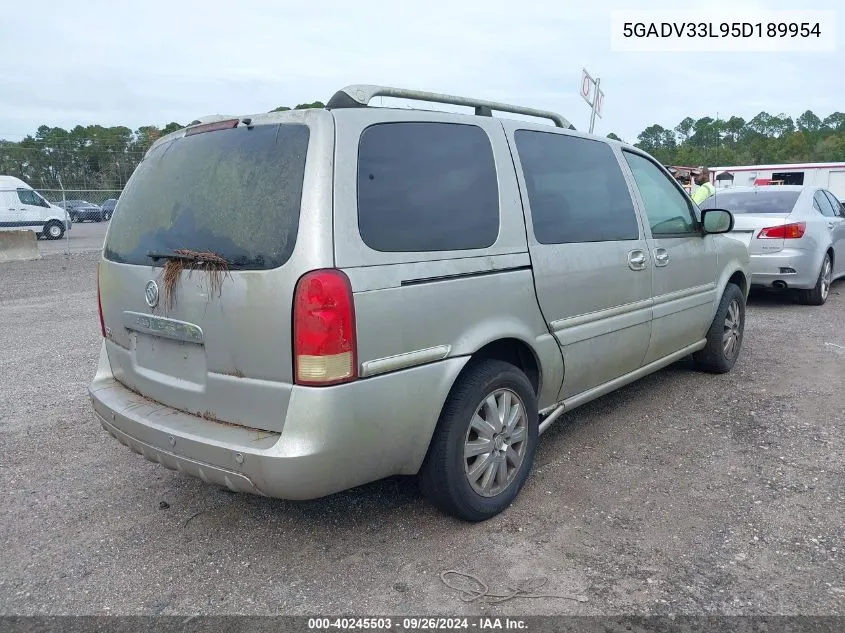 2005 Buick Terraza Cxl VIN: 5GADV33L95D189954 Lot: 40245503