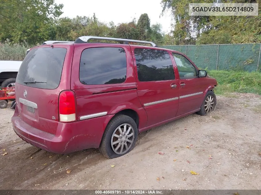 2005 Buick Terraza Cxl VIN: 5GADV33L65D214809 Lot: 40589791