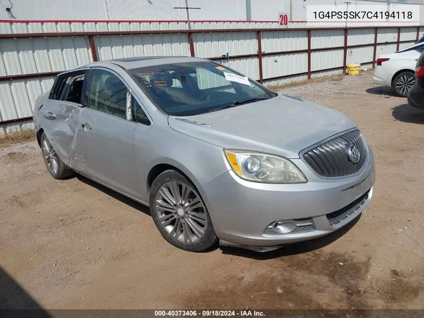 2012 Buick Verano Leather Group VIN: 1G4PS5SK7C4194118 Lot: 40373406