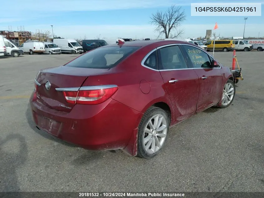 2013 Buick Verano VIN: 1G4PS5SK6D4251961 Lot: 20181532