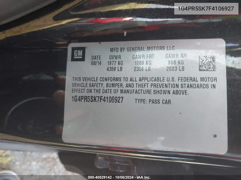 1G4PR5SK7F4106927 2015 Buick Verano Convenience Group