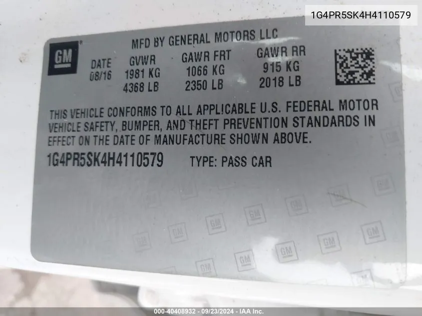 1G4PR5SK4H4110579 2017 Buick Verano Sport Touring