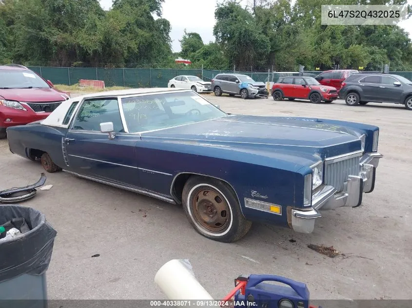 1972 Cadillac El Dorado VIN: 6L47S2Q432025 Lot: 40338071