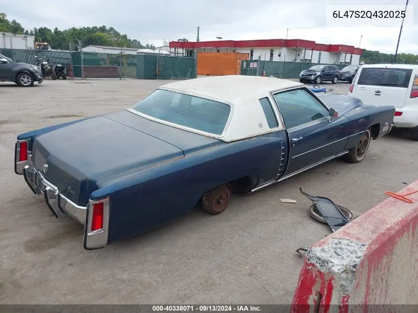 1972 Cadillac El Dorado VIN: 6L47S2Q432025 Lot: 40338071