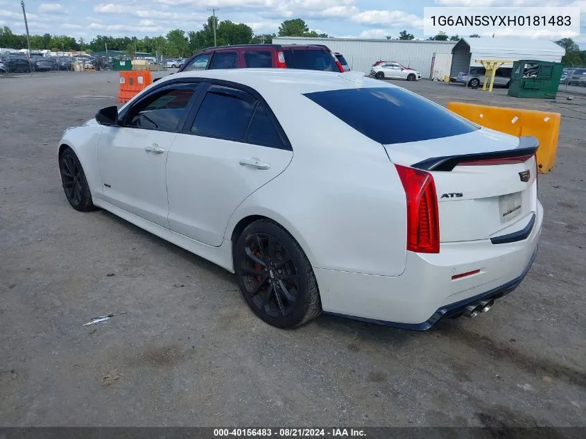 2017 Cadillac Ats-V VIN: 1G6AN5SYXH0181483 Lot: 40156483