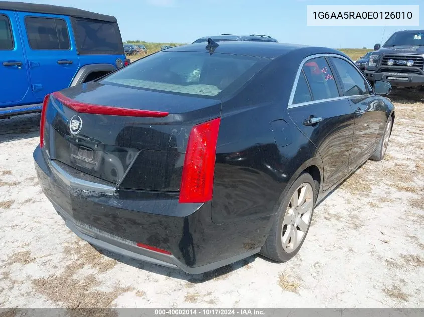 2014 Cadillac Ats Standard VIN: 1G6AA5RA0E0126010 Lot: 40602014