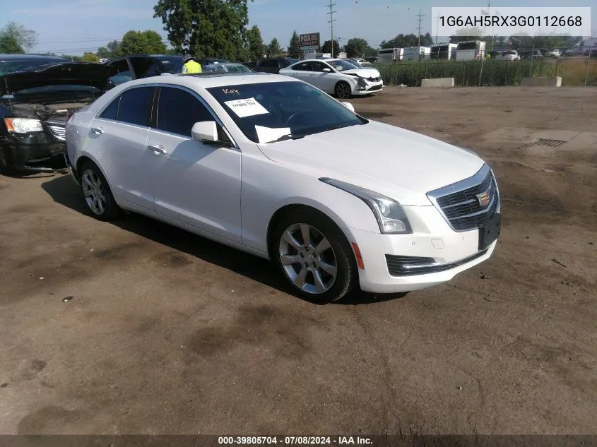 1G6AH5RX3G0112668 2016 Cadillac Ats Luxury Collection