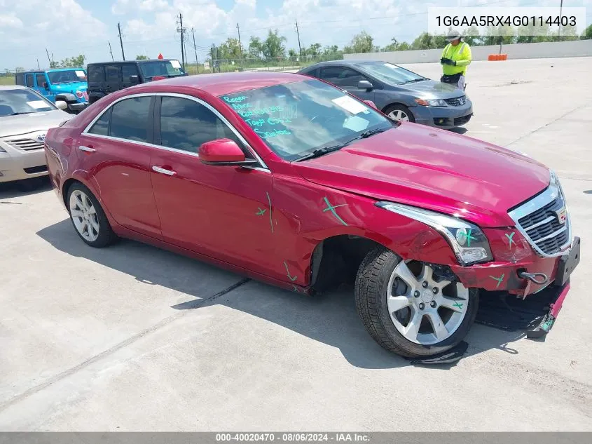 2016 Cadillac Ats Standard VIN: 1G6AA5RX4G0114403 Lot: 40020470