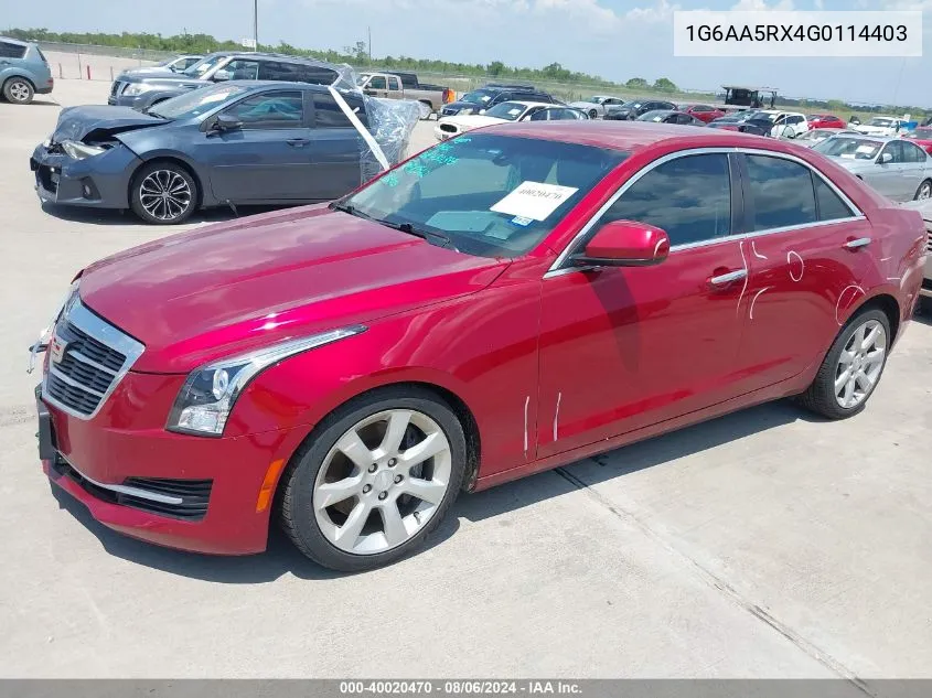 2016 Cadillac Ats Standard VIN: 1G6AA5RX4G0114403 Lot: 40020470