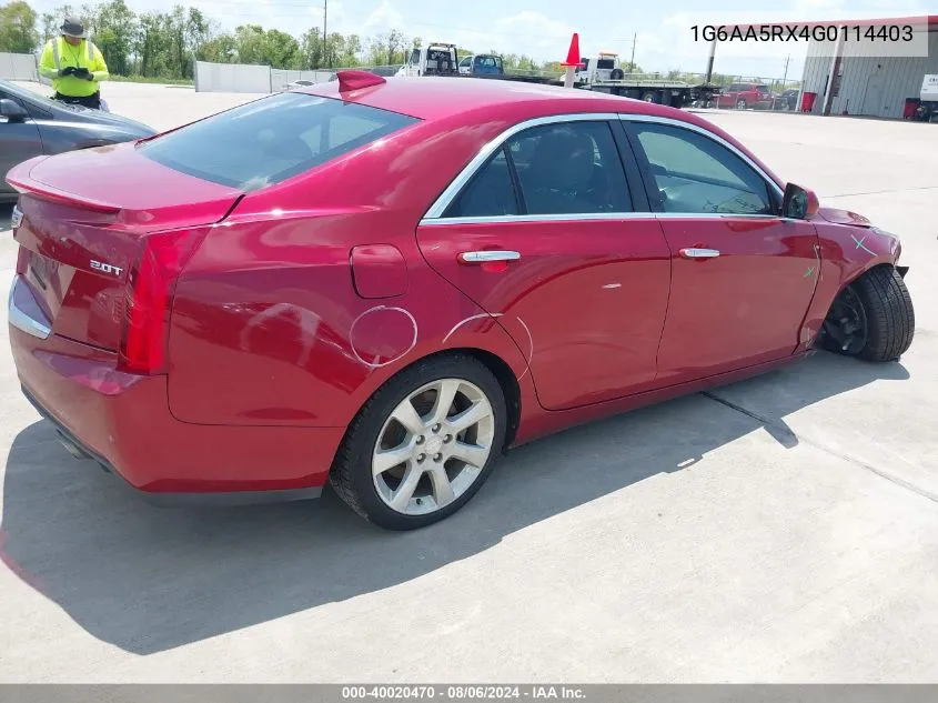 2016 Cadillac Ats Standard VIN: 1G6AA5RX4G0114403 Lot: 40020470