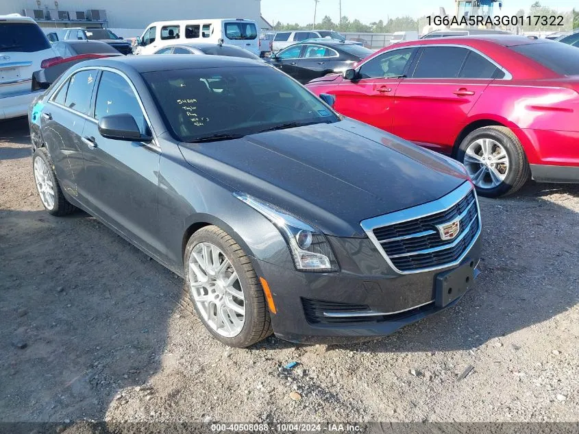 2016 Cadillac Ats Standard VIN: 1G6AA5RA3G0117322 Lot: 40508088