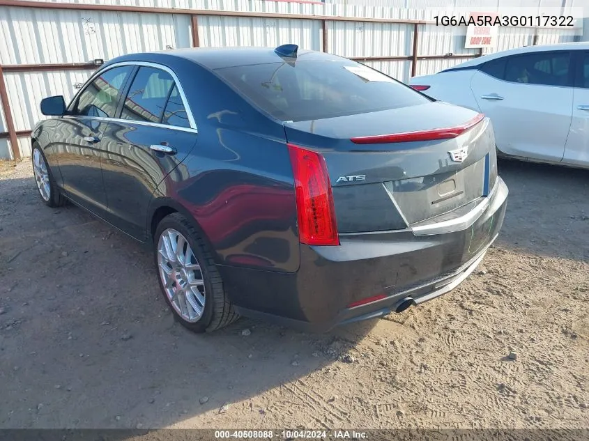 2016 Cadillac Ats Standard VIN: 1G6AA5RA3G0117322 Lot: 40508088