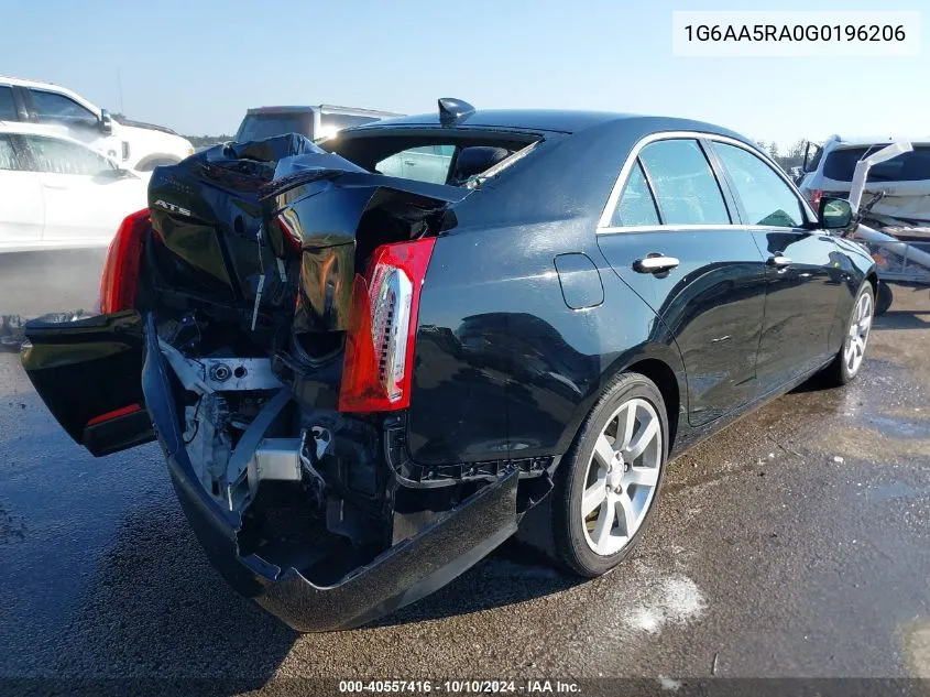 2016 Cadillac Ats Standard VIN: 1G6AA5RA0G0196206 Lot: 40557416