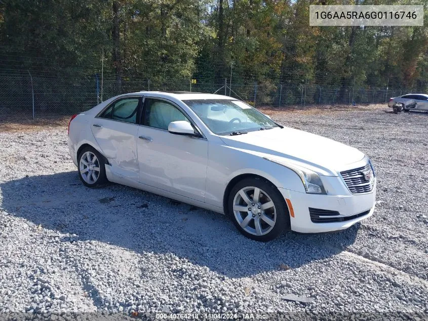 2016 Cadillac Ats Standard VIN: 1G6AA5RA6G0116746 Lot: 40764218