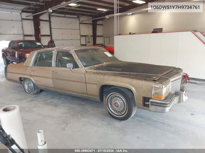 1987 Cadillac Brougham VIN: 1G6DW51Y7H9734761 Lot: 39853471