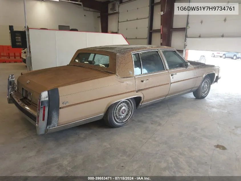 1987 Cadillac Brougham VIN: 1G6DW51Y7H9734761 Lot: 39853471