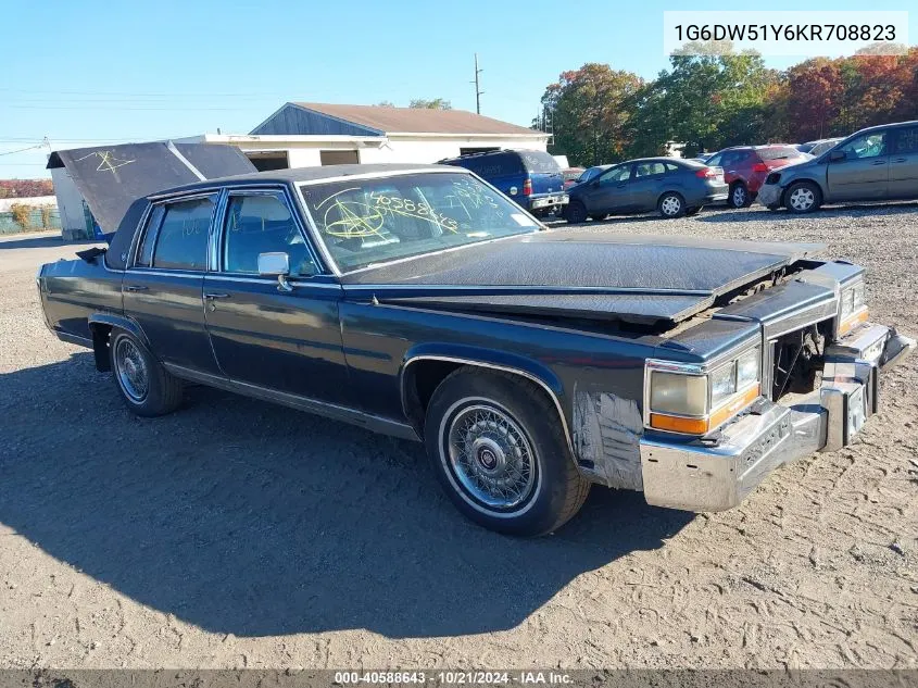 1989 Cadillac Brougham VIN: 1G6DW51Y6KR708823 Lot: 40588643