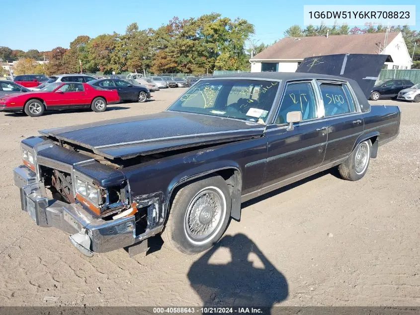 1989 Cadillac Brougham VIN: 1G6DW51Y6KR708823 Lot: 40588643