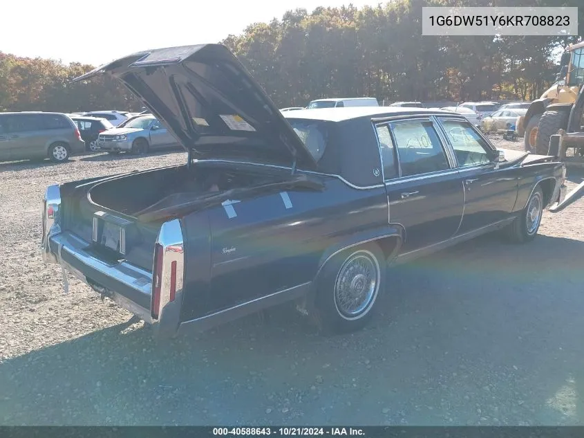 1989 Cadillac Brougham VIN: 1G6DW51Y6KR708823 Lot: 40588643