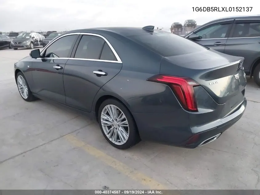 2020 Cadillac Ct4 Premium Luxury VIN: 1G6DB5RLXL0152137 Lot: 40374587