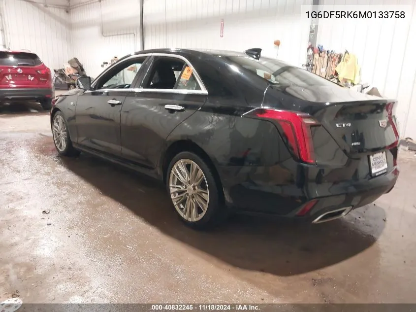 2021 Cadillac Ct4 Premium Luxury VIN: 1G6DF5RK6M0133758 Lot: 40832245