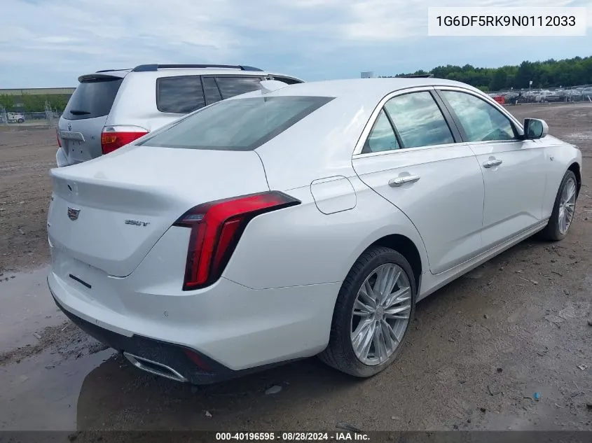 2022 Cadillac Ct4 Premium Luxury VIN: 1G6DF5RK9N0112033 Lot: 40196595