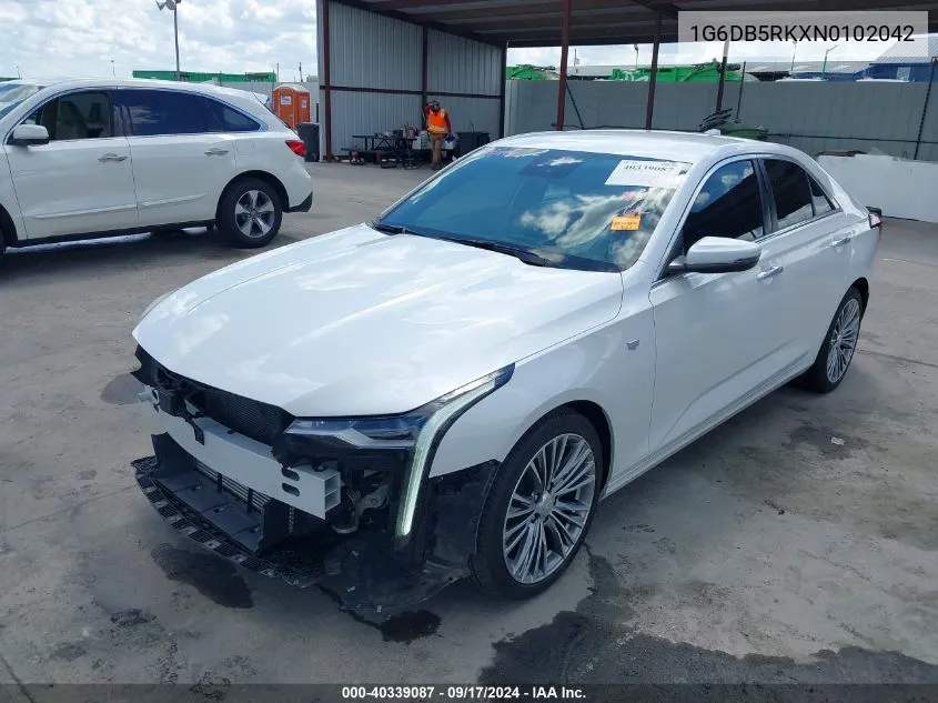 2022 Cadillac Ct4 Premium Luxury VIN: 1G6DB5RKXN0102042 Lot: 40339087