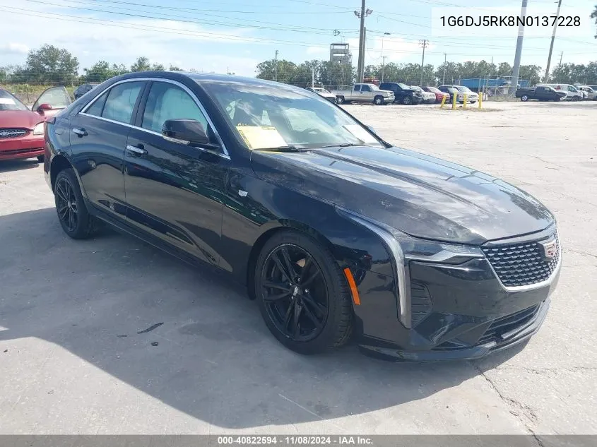 2022 Cadillac Ct4 Luxury VIN: 1G6DJ5RK8N0137228 Lot: 40822594