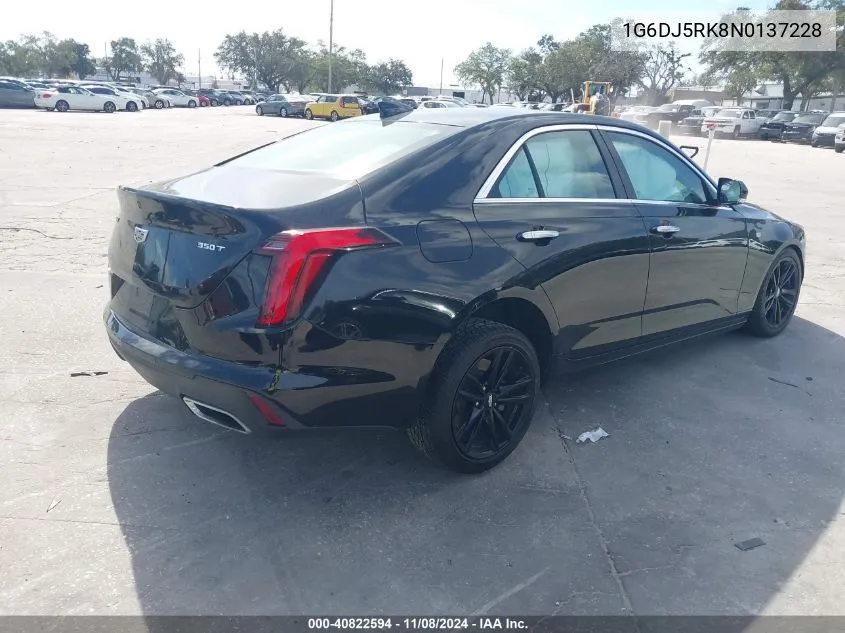 2022 Cadillac Ct4 Luxury VIN: 1G6DJ5RK8N0137228 Lot: 40822594