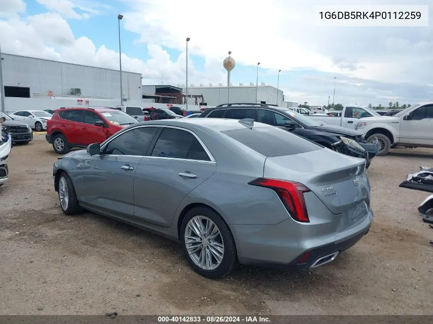 1G6DB5RK4P0112259 2023 Cadillac Ct4 Premium Luxury