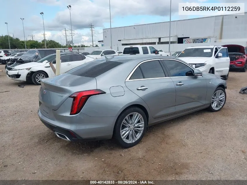 2023 Cadillac Ct4 Premium Luxury VIN: 1G6DB5RK4P0112259 Lot: 40142833