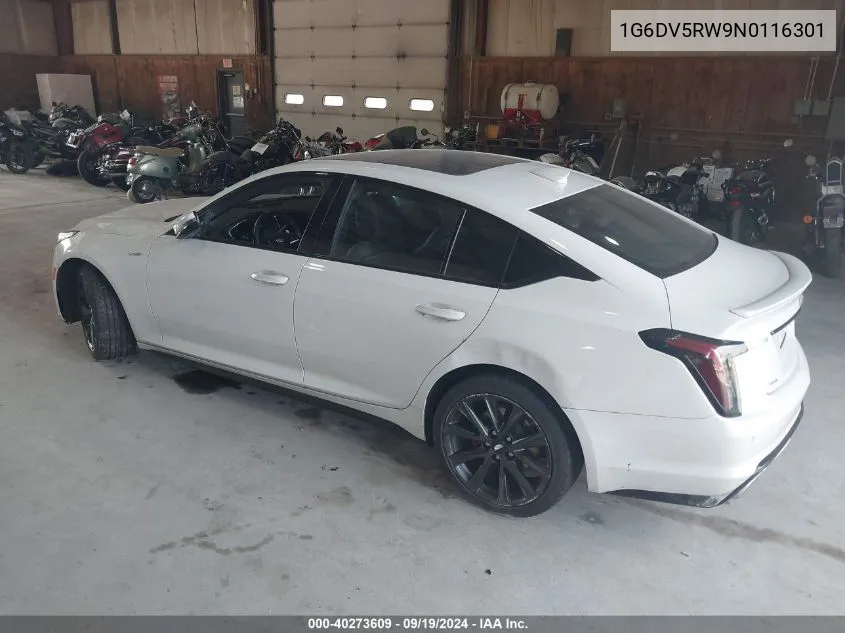 2022 Cadillac Ct5-V V-Series VIN: 1G6DV5RW9N0116301 Lot: 40273609