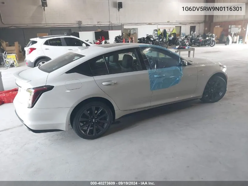 2022 Cadillac Ct5-V V-Series VIN: 1G6DV5RW9N0116301 Lot: 40273609