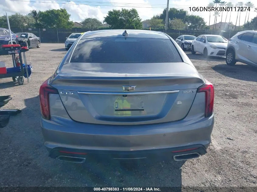 2022 Cadillac Ct5 Premium Luxury VIN: 1G6DN5RK8N0117274 Lot: 40798383