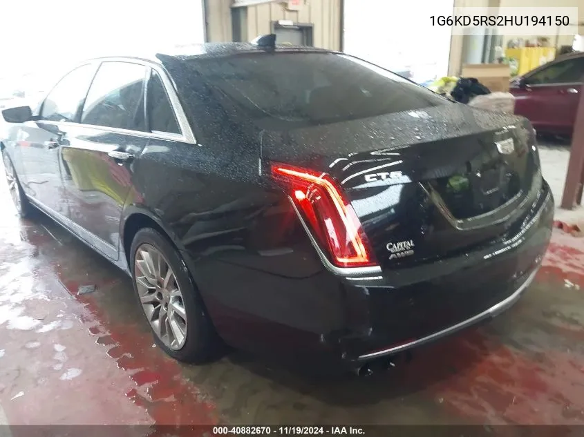 2017 Cadillac Ct6 Luxury VIN: 1G6KD5RS2HU194150 Lot: 40882670