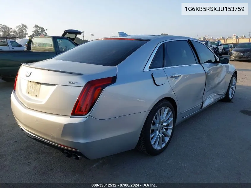 2018 Cadillac Ct6 Standard VIN: 1G6KB5RSXJU153759 Lot: 39812532