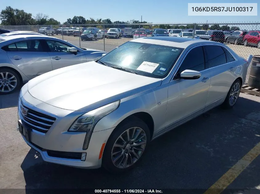 2018 Cadillac Ct6 Luxury VIN: 1G6KD5RS7JU100317 Lot: 40794555