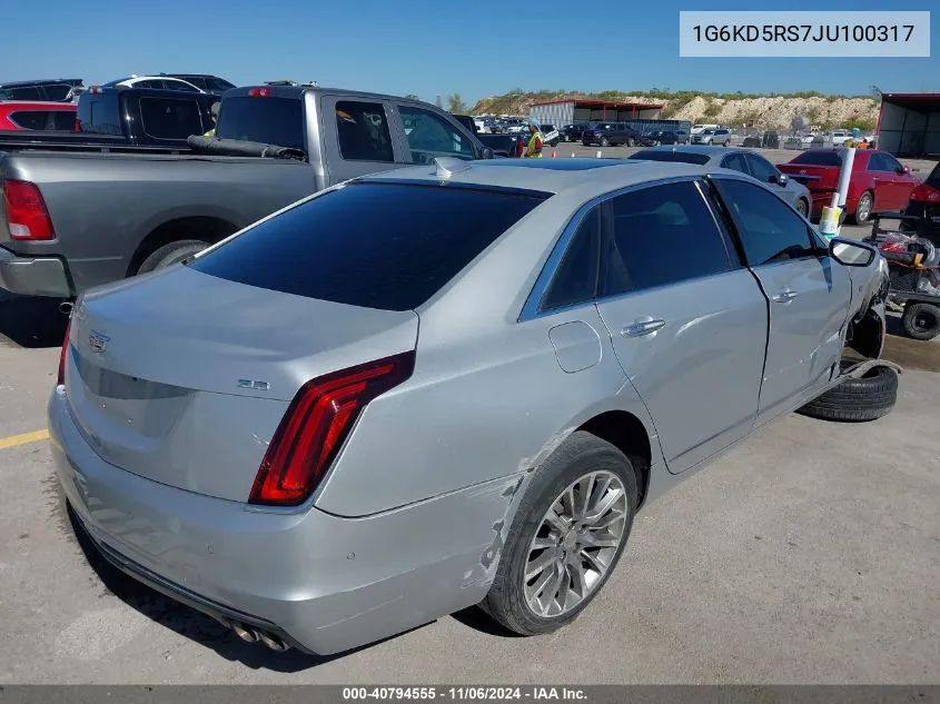 2018 Cadillac Ct6 Luxury VIN: 1G6KD5RS7JU100317 Lot: 40794555