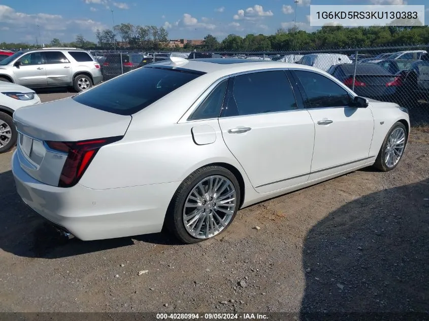 2019 Cadillac Ct6 Premium Luxury VIN: 1G6KD5RS3KU130383 Lot: 40280994