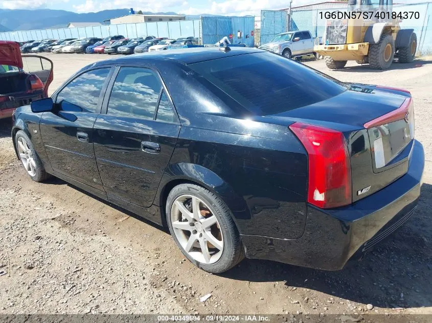 2004 Cadillac Cts-V VIN: 1G6DN57S740184370 Lot: 40349694