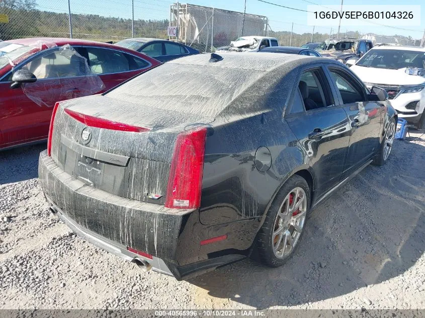 2011 Cadillac Cts-V VIN: 1G6DV5EP6B0104326 Lot: 40565996