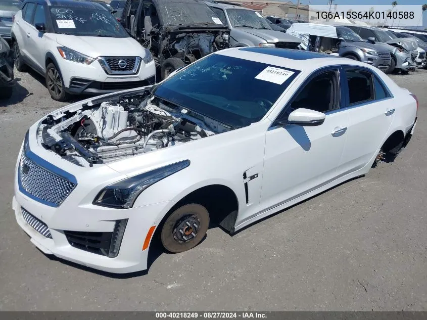 2019 Cadillac Cts-V VIN: 1G6A15S64K0140588 Lot: 40218249